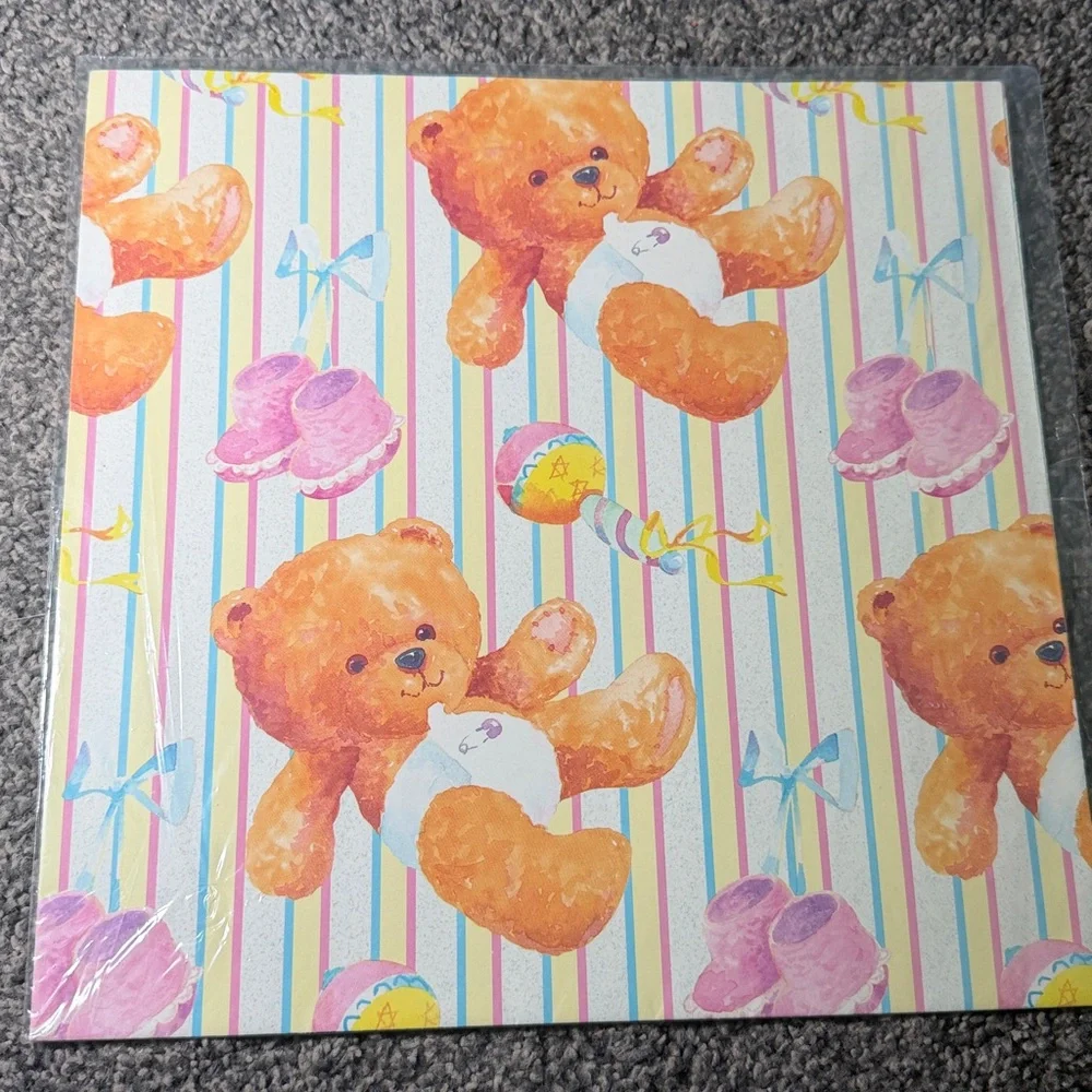 5/$25 VINTAGE Baby Shower Wrapping Paper Teddy Bears